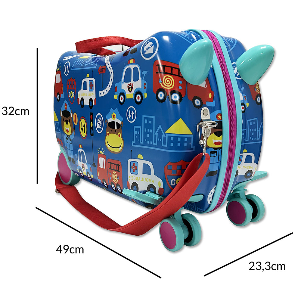Ride on kinderkoffer - Reiskoffer loopfiets - Handbagage - Wegverkeer variant - vanaf 3 jaar - maximaal 50KG
