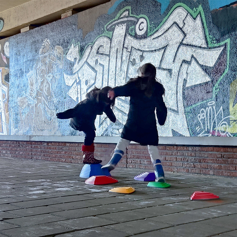 Maxx Kidz Balans stenen effen kleuren - Set van 6 stuks