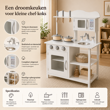 Houten speelkeuken wit