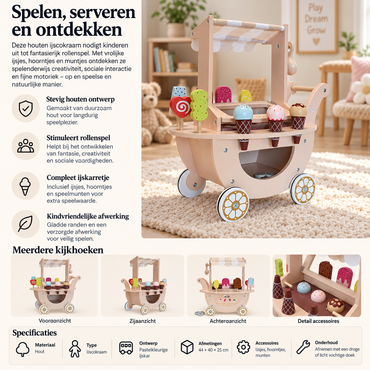 Houten speelgoed ijskraam