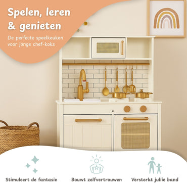 Maxx kidz Houten Speelgoed Keuken - Speelkeuken Wit - Met Licht en geluid