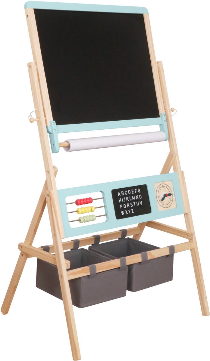 Maxx Kidz Educatief tekenbord - Dubbelzijdig Magnetisch Tekenbord - Verstelbaar Houten Schoolbord