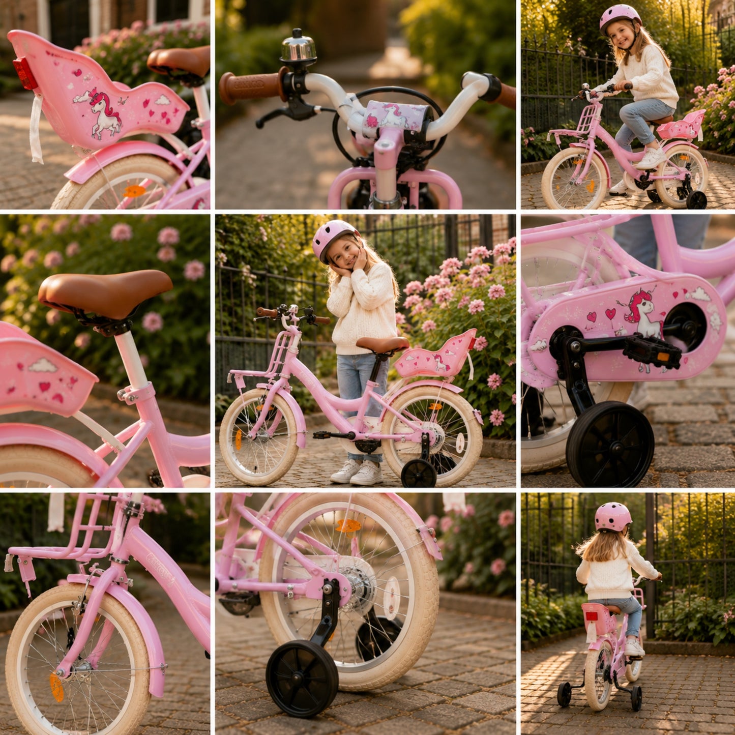 Cycloni Kinderfiets - 14 inch - Roze met Zitje – Inclusief Zijwieltjes