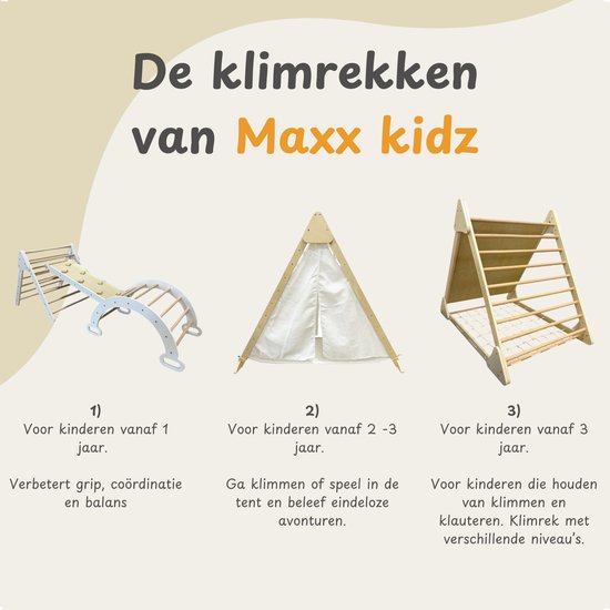 Maxx Kidz - Pikler klimdriehoek - Met tent