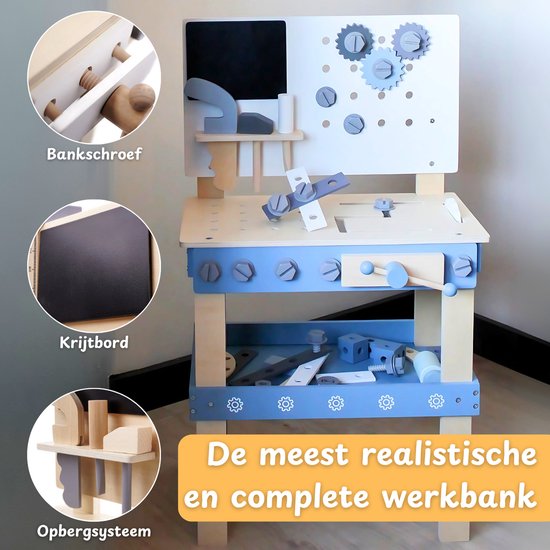 Maxx Kidz Houten Speelgoed werkbank - Met gereedschap