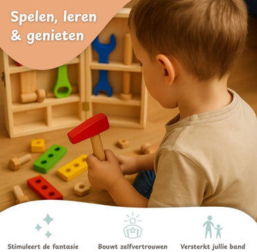 Maxx Kidz - Houten Gereedschapset XL – 45 Onderdelen
