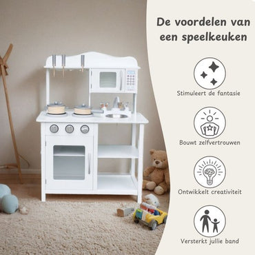 Houten speelkeuken inclusief accessoires - Wit