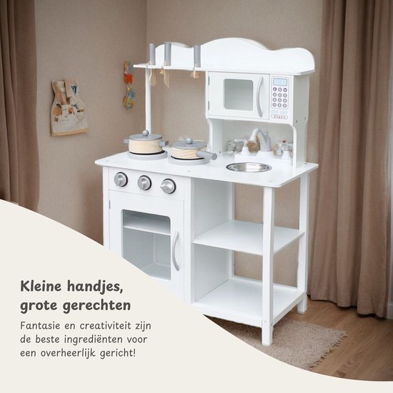 Houten speelkeuken inclusief accessoires - Wit