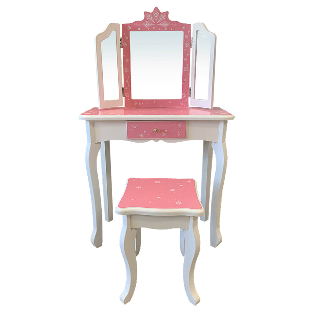 Houten kaptafel kind - Make-up tafel - vanaf 3 jaar - roze en wit