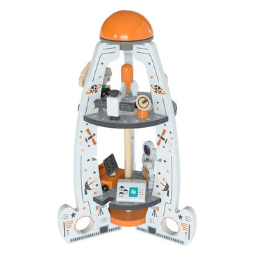 Maxx Kidz Houten Speelgoed Raket – Ruimtevaart Speelset met Astronauten en Accessoires