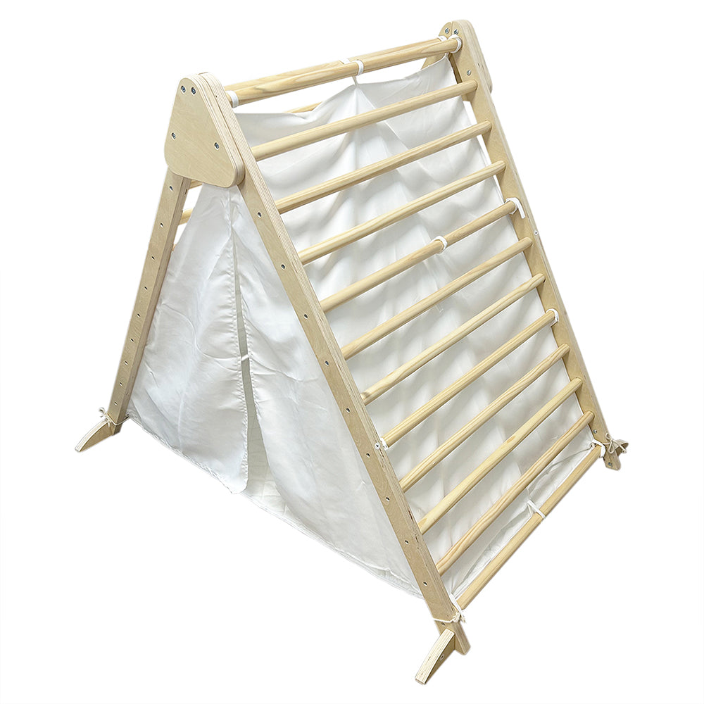 Maxx Kidz - Houten Klimdriehoek met Glijplank - Met tent