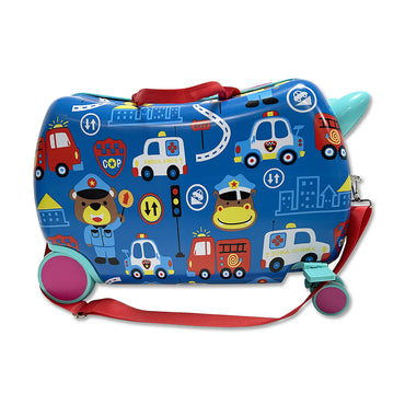 Ride on kinderkoffer - Reiskoffer loopfiets - Handbagage - Wegverkeer variant - vanaf 3 jaar - maximaal 50KG