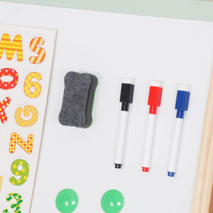 Maxx Kidz Educatief tekenbord - Dubbelzijdig Magnetisch Tekenbord - Verstelbaar Houten Schoolbord