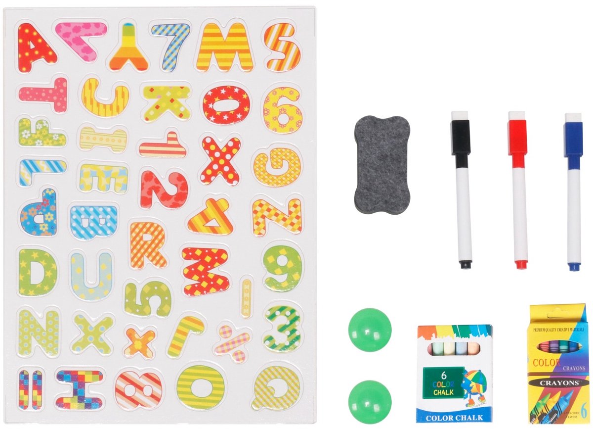 Maxx Kidz Educatief tekenbord - Dubbelzijdig Magnetisch Tekenbord - Verstelbaar Houten Schoolbord