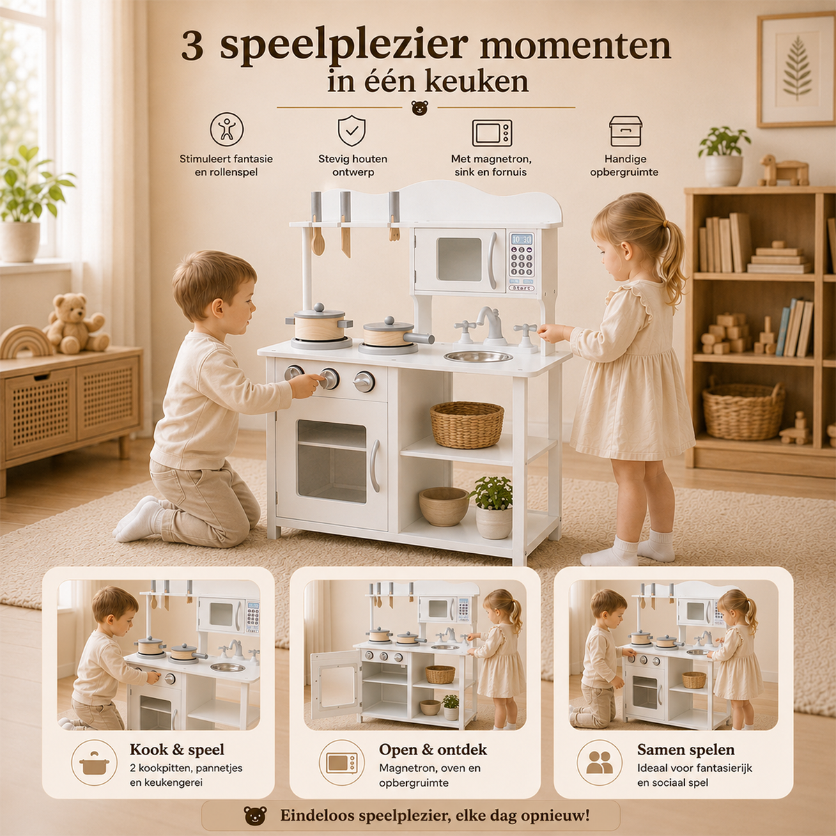 Houten speelkeuken wit