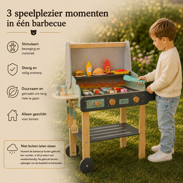 MaxxKidz Houten Speelgoedbarbecue – BBQ Met Accessoires