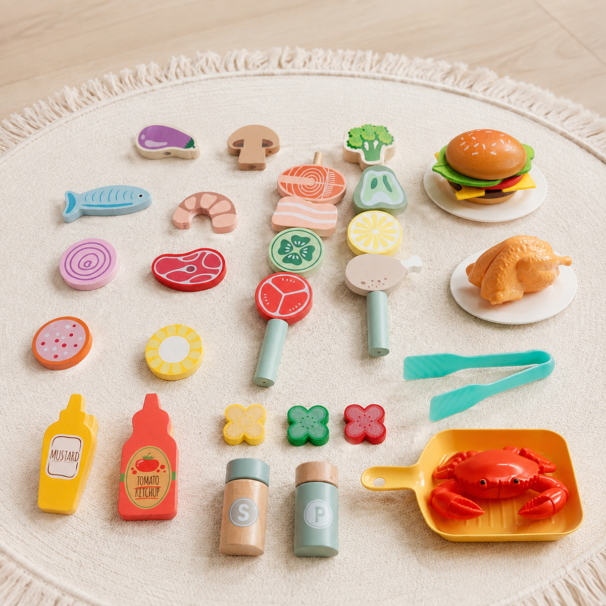 MaxxKidz Houten Speelgoedbarbecue – BBQ Met Accessoires