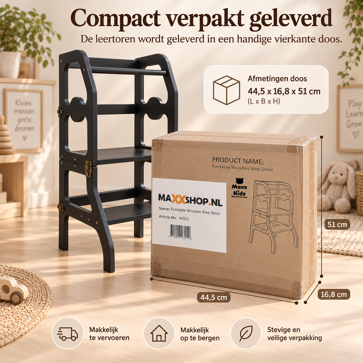 Houten leertoren zwart