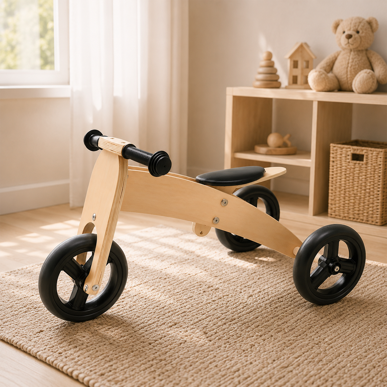 Houten loopfiets 2 in 1