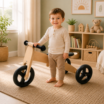 Houten loopfiets 2 in 1