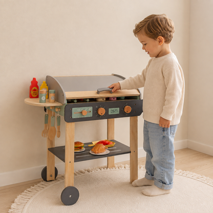 MaxxKidz Houten Speelgoedbarbecue – BBQ Met Accessoires