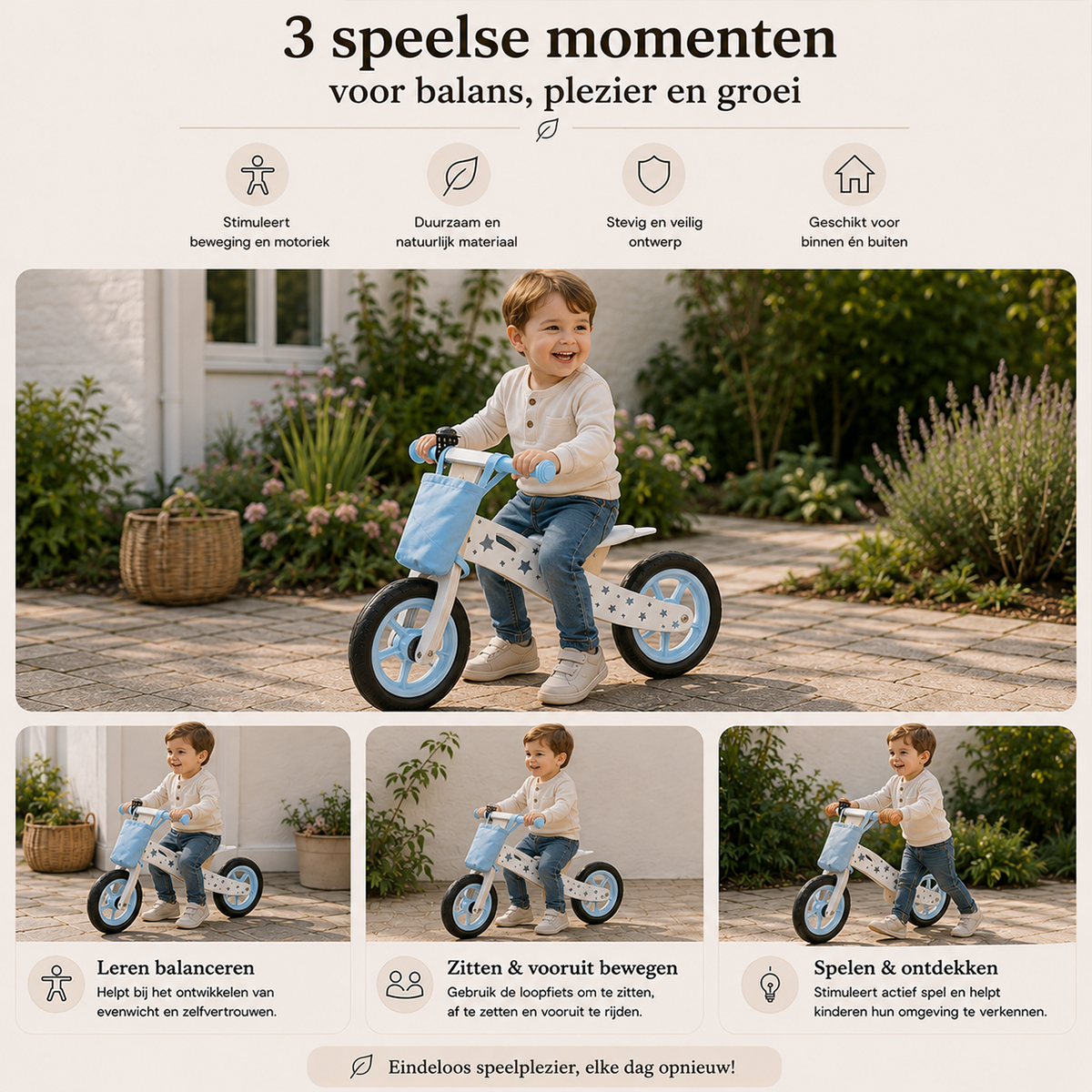 Houten Loopfiets Blauw