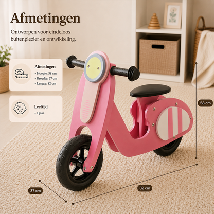 Maxx Kidz- Houten loopscooter - Roze