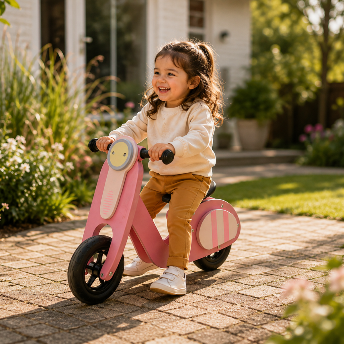 Maxx Kidz- Houten loopscooter - Roze