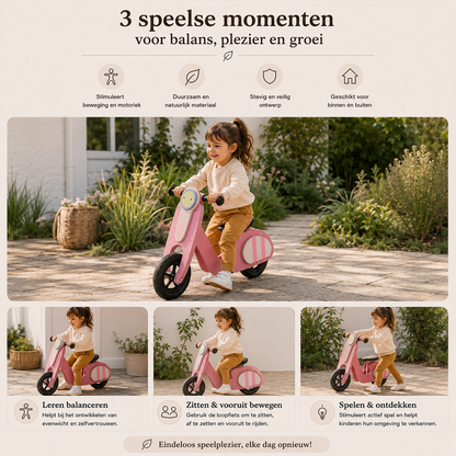 Maxx Kidz- Houten loopscooter - Roze