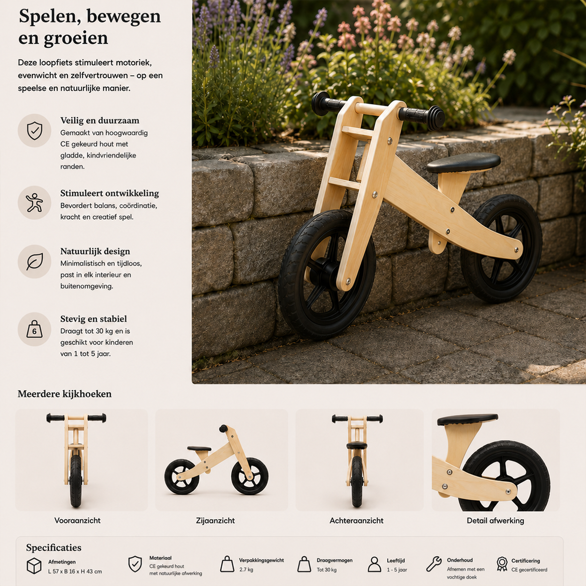 Houten loopfiets