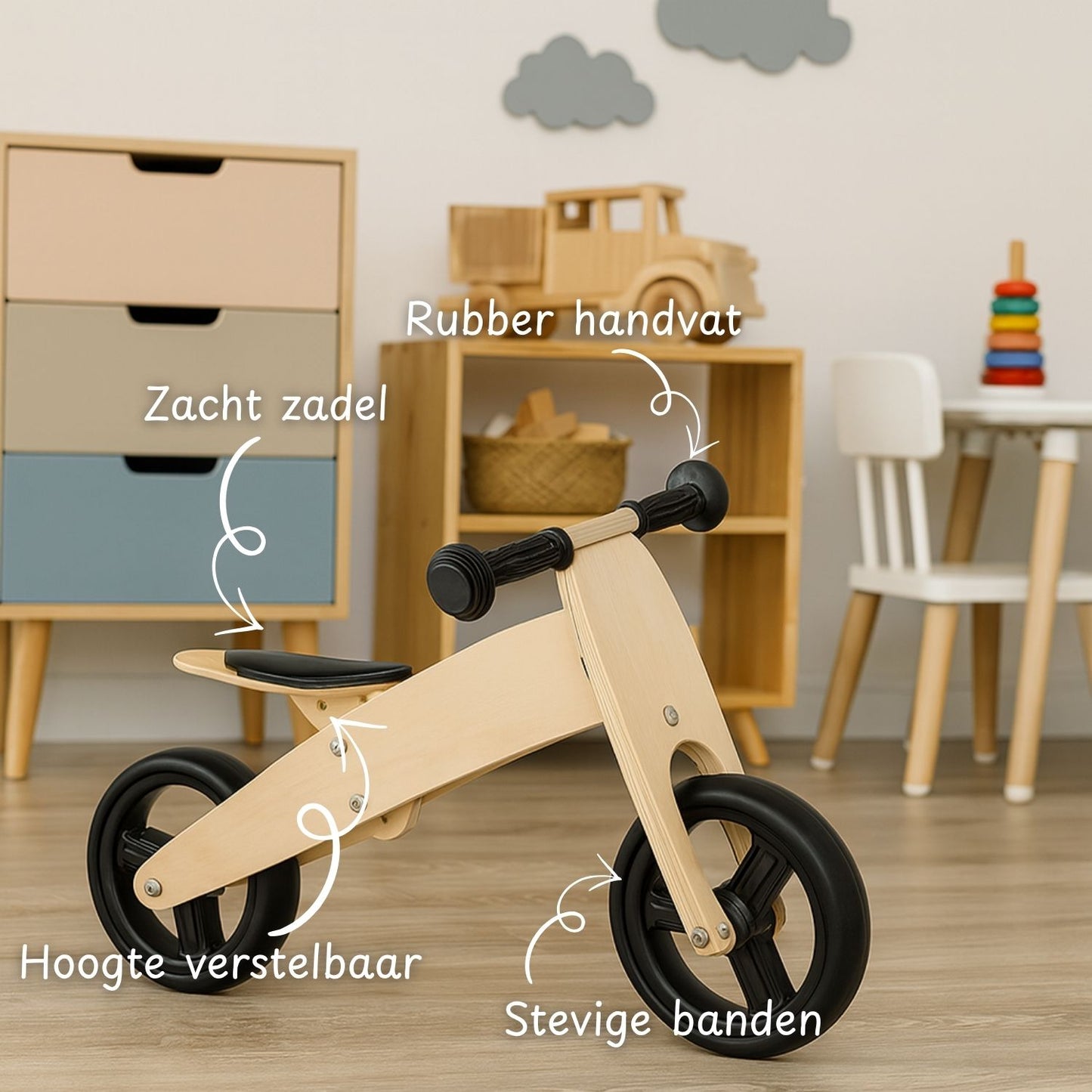 Maxx Kidz - Houten loopfiets 2 in 1