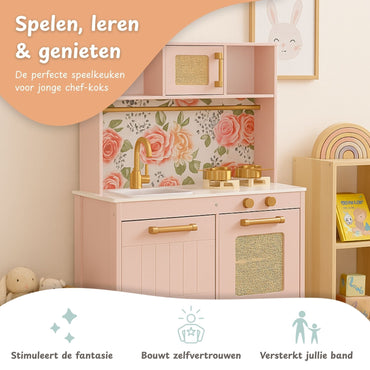 Maxx Kidz - Houten Speelgoed Keuken Roze en Goud