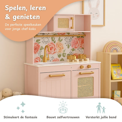 Maxx Kidz - Houten Speelgoed Keuken Roze en Goud