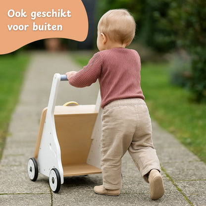 Houten baby walker - Houten speelgoed - Loopwagen - vanaf 1 jaar - Houtkleur