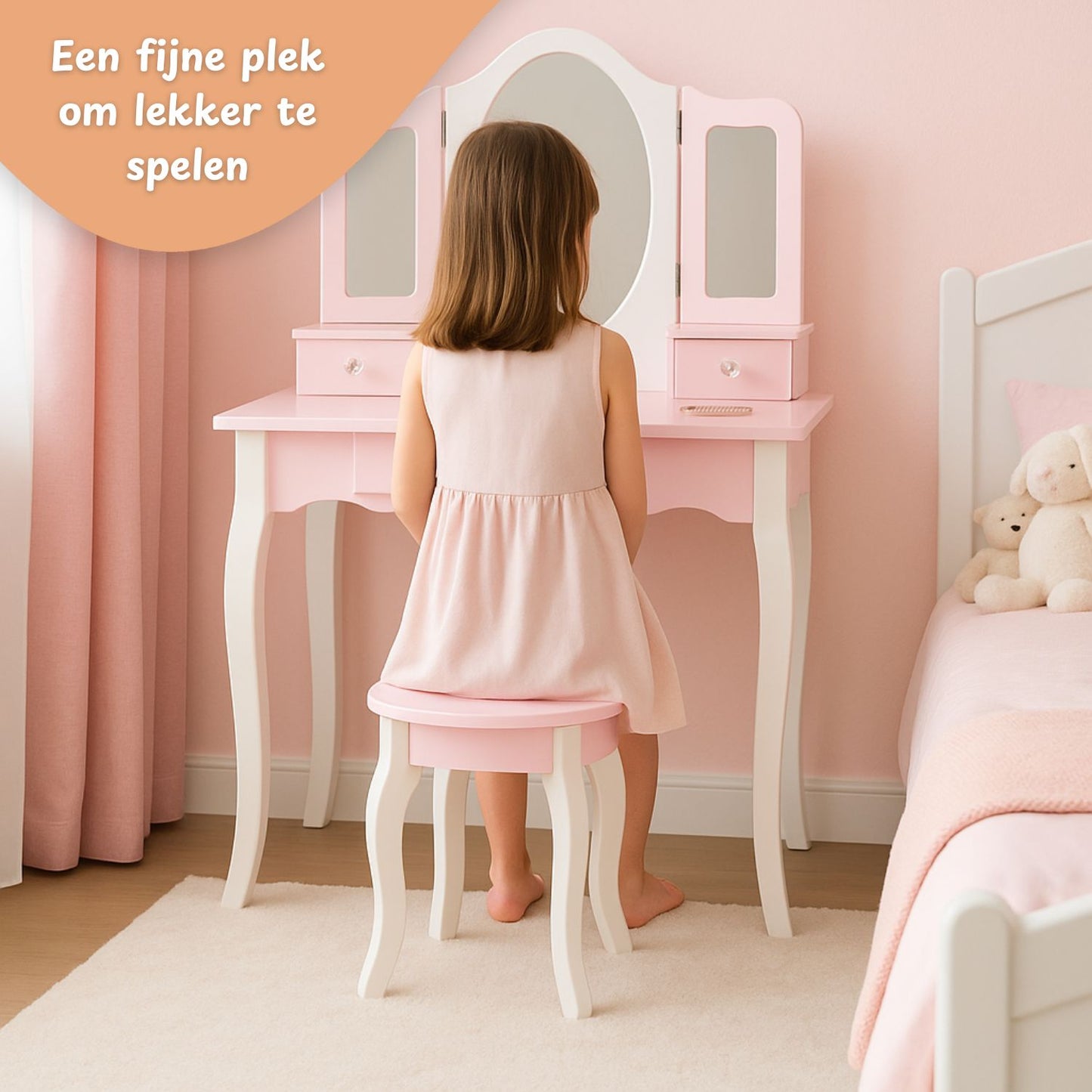 Maxx Kidz - Houten Kaptafel - Roze