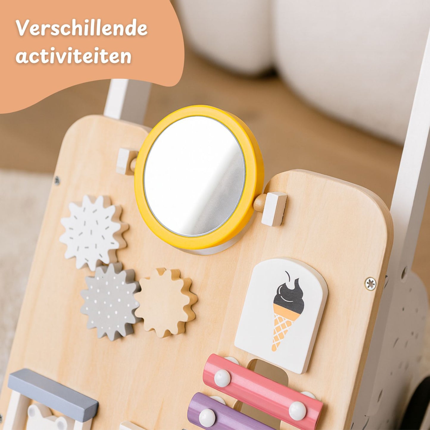 Houten baby walker - Houten speelgoed - Loopwagen - vanaf 1 jaar - Houtkleur