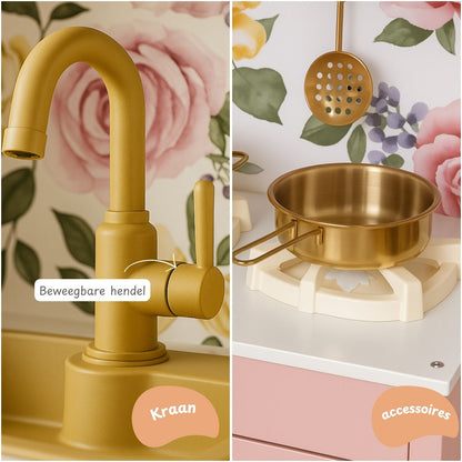 Maxx Kidz - Houten Speelgoed Keuken Roze en Goud