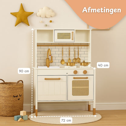 Maxx kidz Houten Speelgoed Keuken - Speelkeuken Wit - Met Licht en geluid