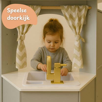 Maxx kidz - Houten Speelgoed Hoekkeuken - Werkende kraan