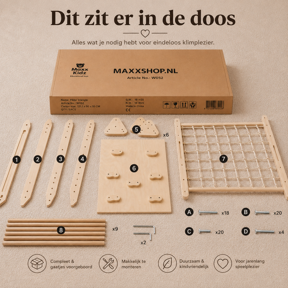 Houten klimdriehoek