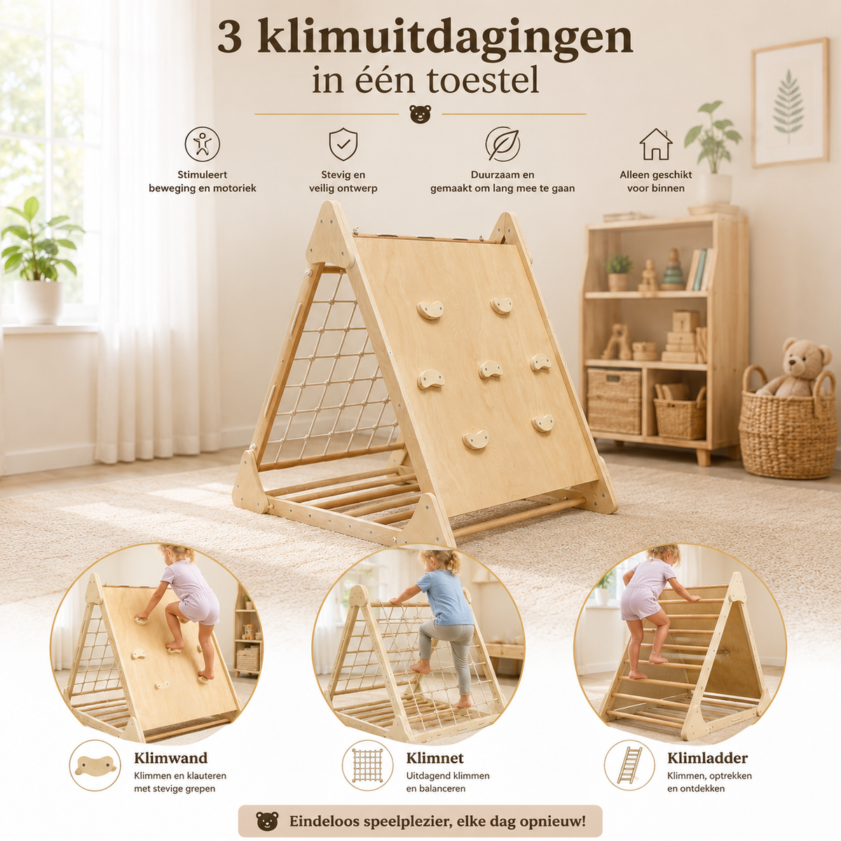 Houten klimdriehoek