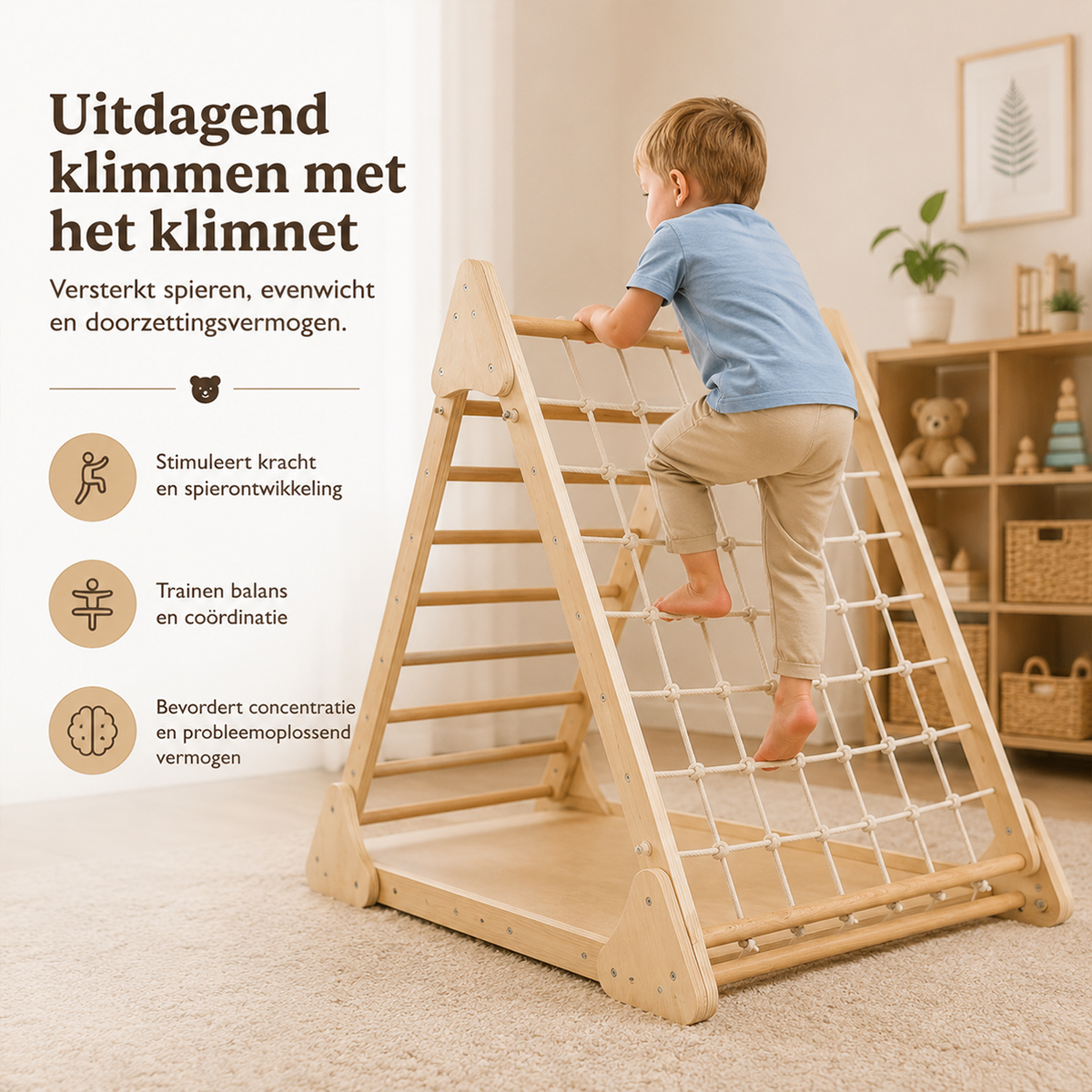 Maxx Kidz - Houten klimdriehoek - Pikler triangle