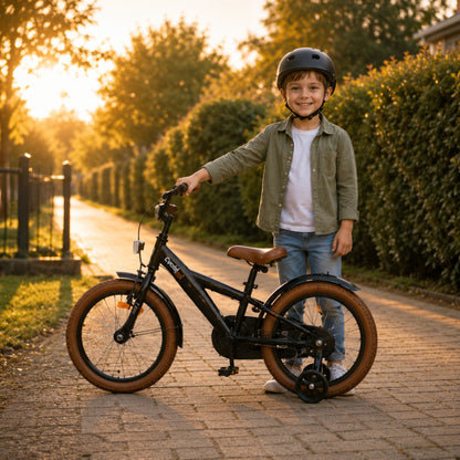 Cycloni Kinderfiets - 12 inch - Zwart met Zijwieltjes