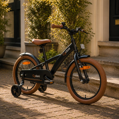 Cycloni Kinderfiets - 14 inch - Zwart met Zijwieltjes