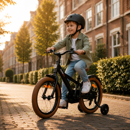 Cycloni Kinderfiets - 14 inch - Zwart met Zijwieltjes