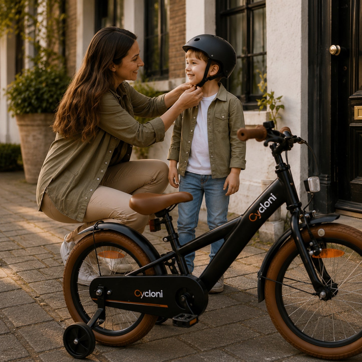 Cycloni Kinderfiets - 12 inch - Zwart met Zijwieltjes