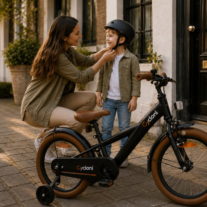 Cycloni Kinderfiets - 14 inch - Zwart met Zijwieltjes