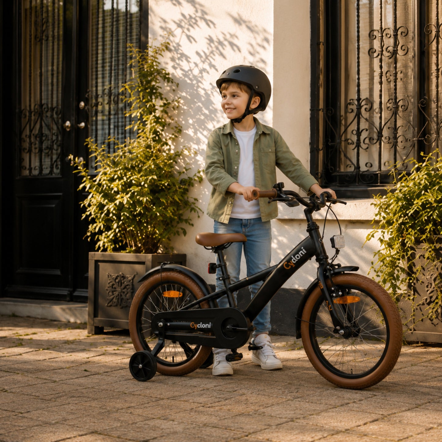 Cycloni Kinderfiets - 12 inch - Zwart met Zijwieltjes