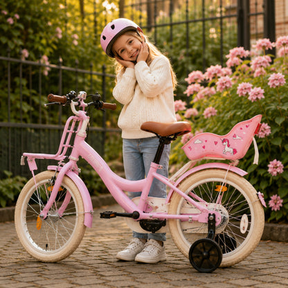 Cycloni Kinderfiets - 12 inch - Roze met Zitje – Inclusief Zijwieltjes