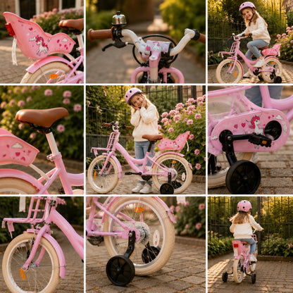 Cycloni Kinderfiets - 12 inch - Roze met Zitje – Inclusief Zijwieltjes
